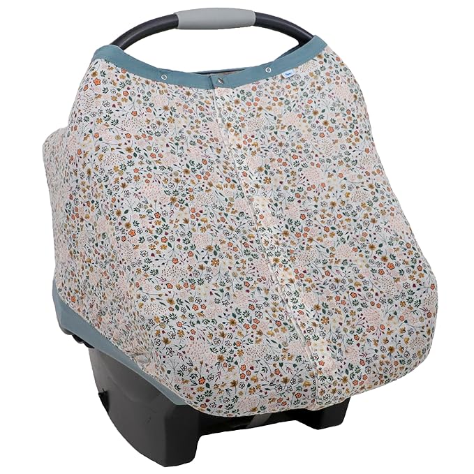 Little Unicorn Breathable Car Seat Canopy | Magnetic Closure Cover & Universal Fit | Protection & Privacy for Baby (Pressed Petals)