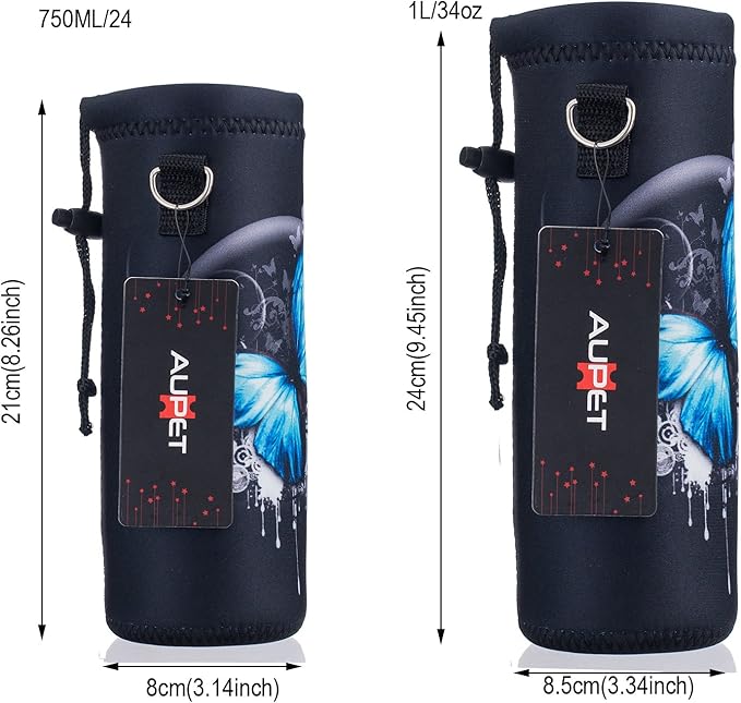 AUPET Water Bottle Bag Carrier,24oz/32oz Insulated Neoprene bottle Sling Holder Case Pouch Cover for 1000ML/750ML Bottles with Shoulder Strap for walking