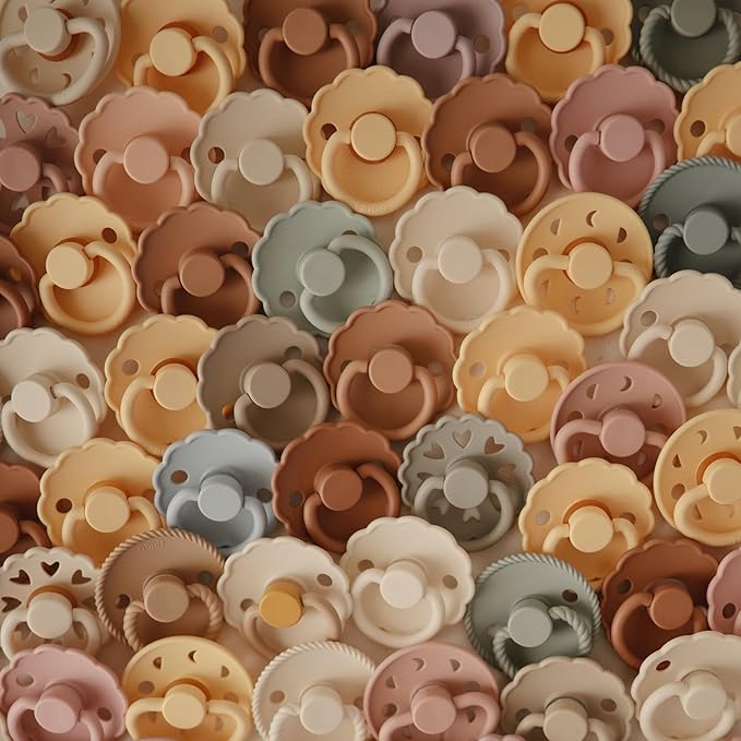 FRIGG Natural Rubber Baby Pacifier 6-Pack Earthy Wonder | Made in Denmark | BPA-Free (0-6 Months)