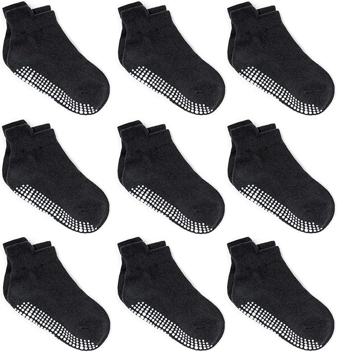 Zaples Baby Non Slip Grip Ankle Socks with Non Skid Soles for Infants Toddlers Kids Boys Girls