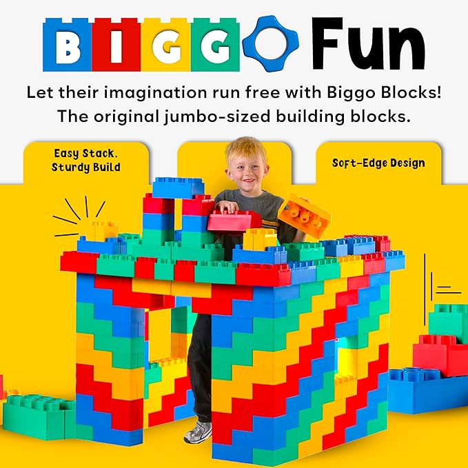 Big Blocks for Kids Ages 4-8, Indoor & Outdoor Blocks for Kids Jumbo Games, Large Building Blocks (24 PC) Beginner Set