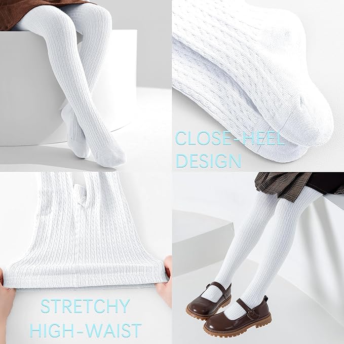 Girls Tights Seamless Toddler Stockings Tights Soft Cotton Cable Knit Baby Girl Tights Leggings 4-12 Years