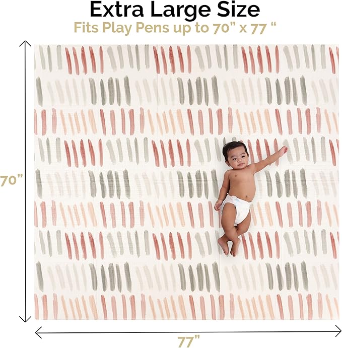 JumpOff Jo - Extra Large Waterproof Foam Padded Play Mat for Infants, Babies, Toddlers, Play Pens & Tummy Time, Foldable Activity Mat, 77 x 70 x 0.6 inches