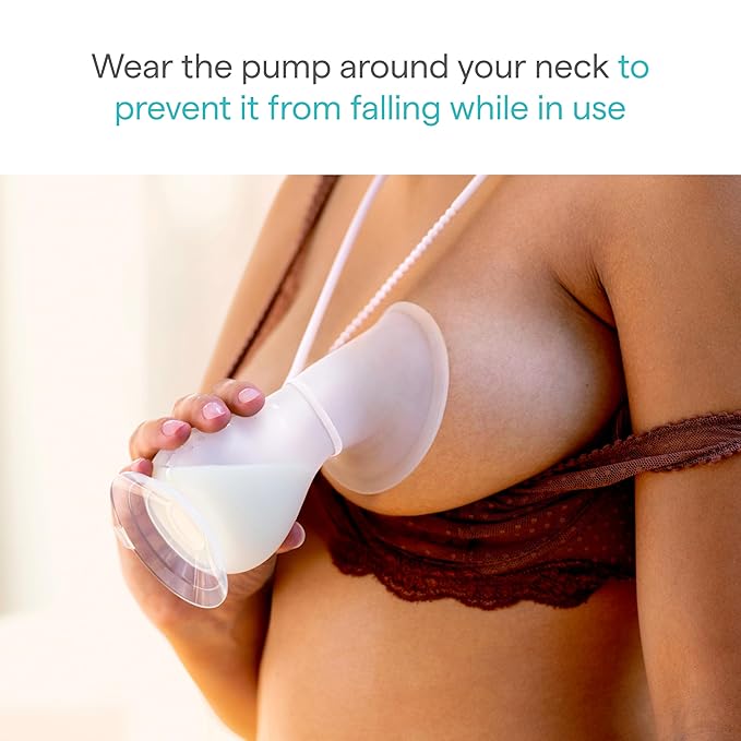 Munchkin Manual Breast Pump for Breastmilk, Food Grade Silicone, BPA Free, 4 Ounce - Portable Breastfeeding Essential for Expressing Milk at Home, Work, and On The Go, Clear/Pink