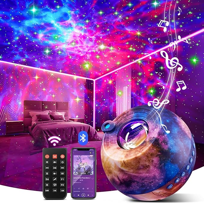 Galaxy Projector for Bedroom Adults, 15 Color+15 White Noise Star Projector Galaxy Light Projector for Bedroom, Bluetooth Star Lights for Ceiling Projector,LED Projector Lights