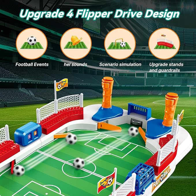 Foosball Table Soccer Game for Kids: Mini Interactive Soccer Board Game - 3 4 5 6 7 8 9+ Year Old Kids Sports Toy for Home Family Party - Fun Birthday Gift for Boys Girls