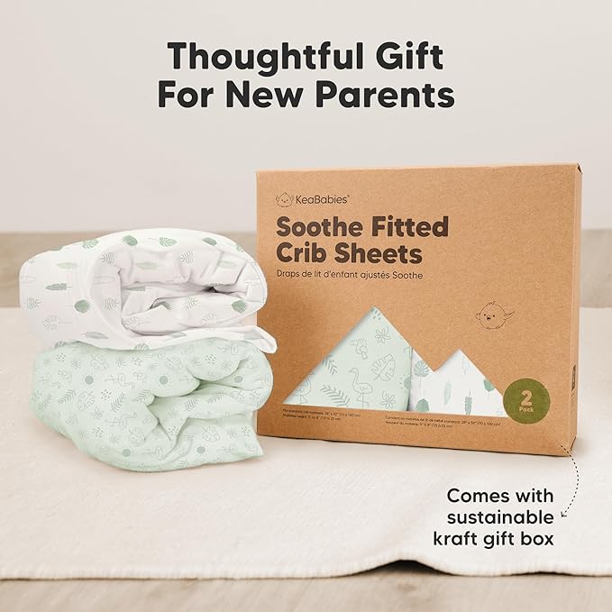 KeaBabies 2-Pack Organic Crib Sheets for Boys, Girls - 52x28 Fitted Crib Mattress Sheet Neutral, Breathable Jersey Cotton Cover for Baby Bed, Toddler Mattress, Soft & Cute Prints (Tropic Oasis)