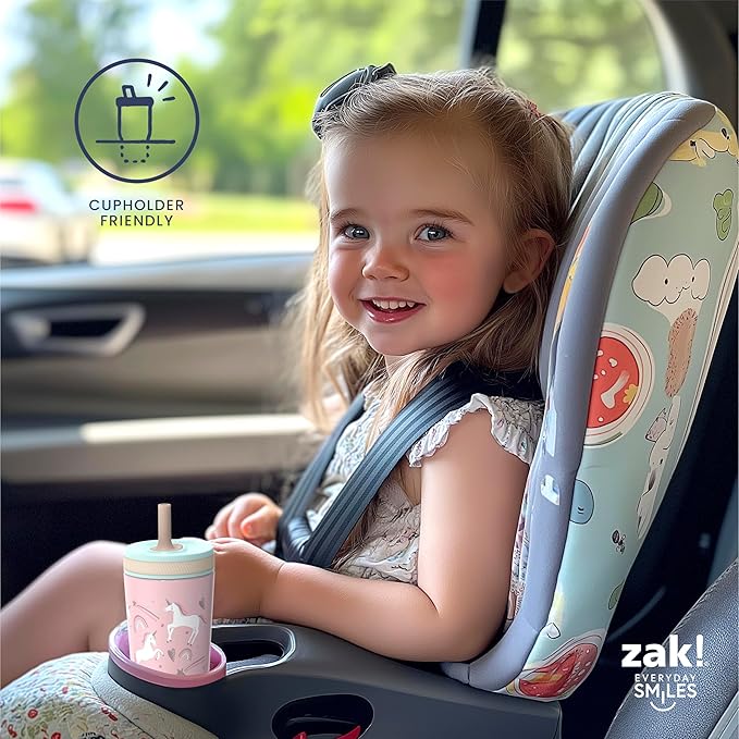 Zak Designs Dino Camo Kelso Tumbler 3pc Set, Leak-Proof Screw-On Lid with Straw, Bundle for Kids Includes Plastic and Stainless Steel Cups with Additional Sipper, 15 fluid ounces