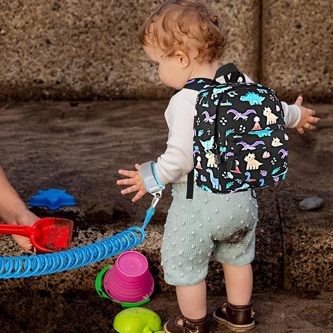 Accmor Toddler Backpack Leash, Cute Dinosaur Kids Backpack with Anti Lost Wrist Link, Mini Child Backpack Leash Baby Walking Harness for Outdoor Travel, Adorable Backpack Tether for Boys