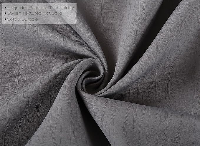 MIUCO Blackout Curtains Room Darkening Curtains Textured Grommet Curtains 2 Panels for Living Room 52 x 84 Inch Grey
