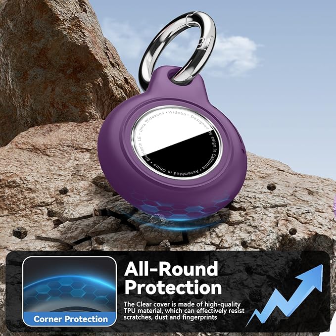 Upgrade Waterproof Airtags Holder with Apple Airtags Keychain, Hard PC Air Tag Case, Anti-Scratch & Shock Air tag Holder,Men's Women's Keyrings & Keychains, for Dog,Car Key,Luggage -Dark Purple