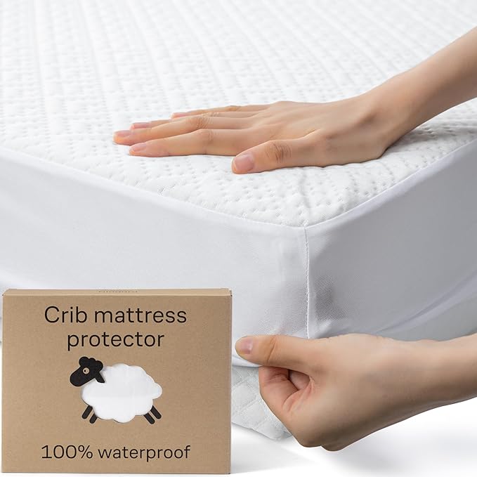Niagara 1 Pack Viscose Made from Bamboo 100% Waterproof Crib Mattress Protector, Soft Breathable Crib Mattress Protector with Deep Pocket, Crib Mattress Pad for Toddler and Baby (52x28, White)