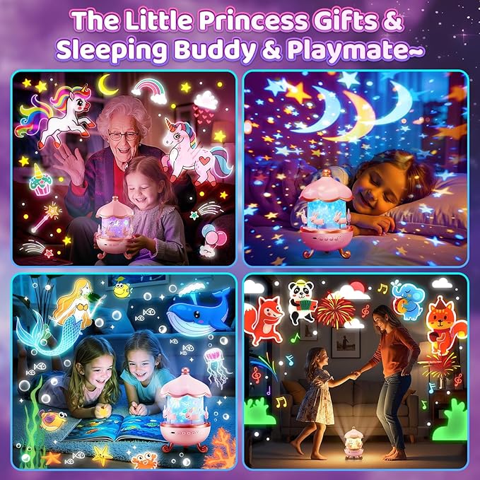 Onefire Night Light for Kids Gifts, 15 Sound Machine Baby Night Light, 15 Films Star Projector for Kids Room Decor, Brightness Unicorn Light Projector for Toddler Girl Toys Toddler Girl Gifts Age 1-5