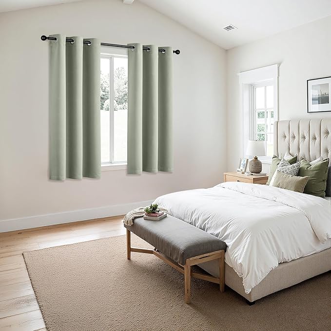 MIULEE Sage Green Blackout Curtains - Thermal Insulated Bedroom Curtains Room Darkening Drapes for Living Room Kitchen Grommet Top Light Blocking Window Treatment, 40 x 54 Inches Long, 2 Panels