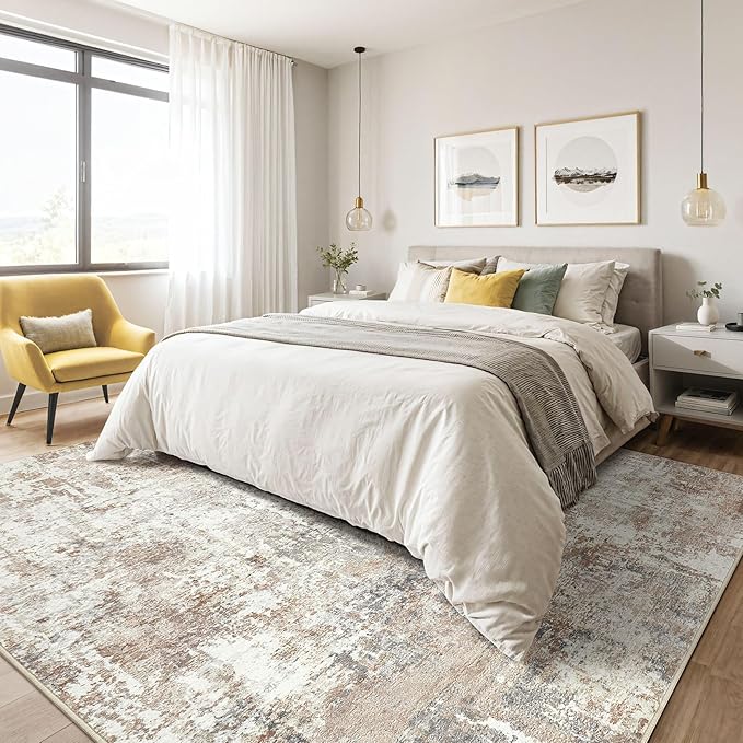 7x10 Area Rug Living Room: Washable Large Abstract Modern Soft Rugs Stain Resistant Indoor Floor Non-Slip Accent Carpet for Young Career Worker Aged 25-34 - Bedroom Playroom Office Dining Room