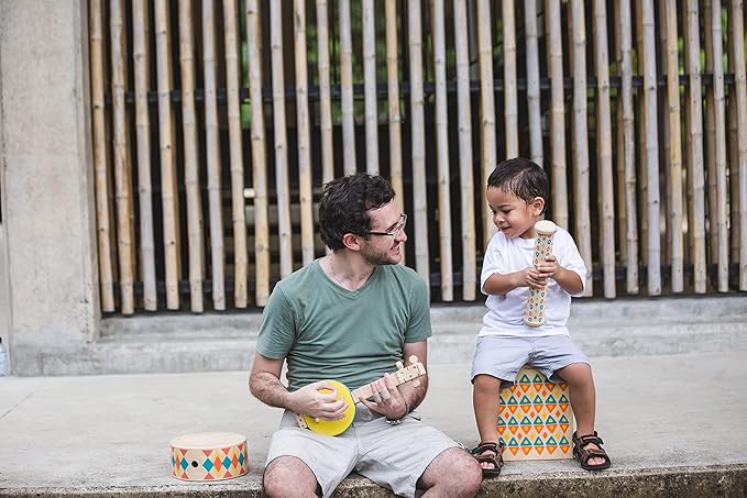 PlanToys® Wooden Rain Maker Musical Toy for Toddlers | Baby Rain Stick for Sensory & Auditory Development | Eco-Friendly Educational Toy for 12+ Months