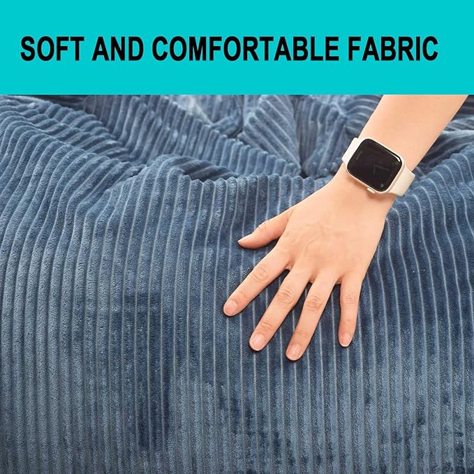 Classic Bean Bag Chair, with Faux Rabbit Fur Cover for Teens and Kids, Memory Foam Bean Bag Chairs, Ultra Soft Faux Fur Fabric, 2.5 feet Round Fluffy Bean Bag Sofa