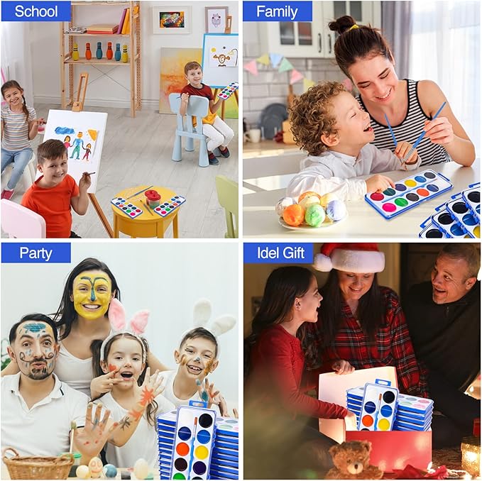 42 Pack Watercolor Paint Set for Kids, 12 Colors Watercolors Paints with Paint Brush, Kids Watercolor Paint Set for Party Favor, Classroom.