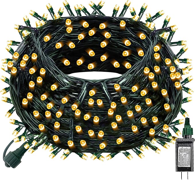 Dazzle Bright Christmas String Lights, 100 LED 33 FT Connectable Fairy Lights with 8 Modes, Waterproof Christmas Decorations for Indoor Outdoor Holiday Party Home Tree Decor (Warm White)