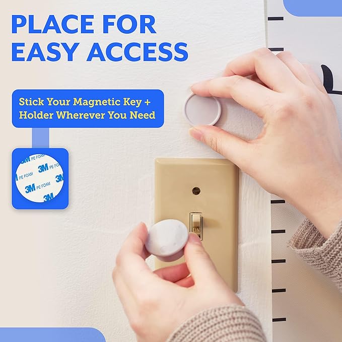 Eco-Baby Universal Replacement Keys for Magnetic Cabinet Locks [2 Universal Keys] Child Safety for Drawers and Cabinets - 2 Keys for Child Proof Kitchen Bathroom Cabinet Locks