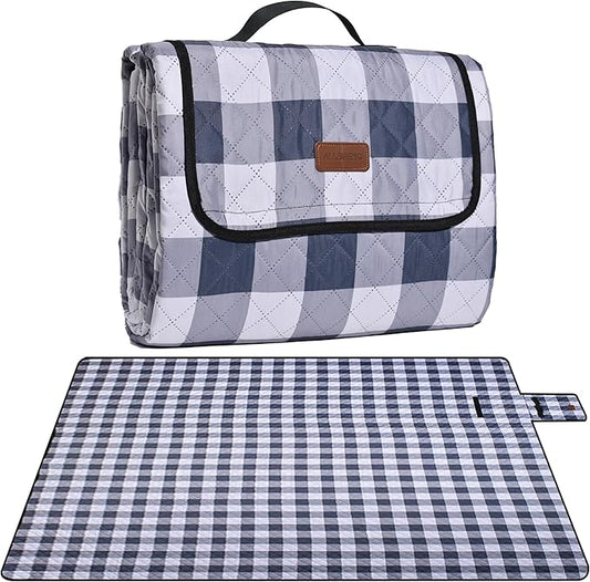 Extra Large Picnic Blanket 80''x 60'' Picnic Mat Waterproof Sand Proof Foldable for Beach, 5-Layer Outdoor Blanket for 6 to 8 Adults,Camping Lawn Hiking Travel Park Music Festival Wedding Mats(Gray)