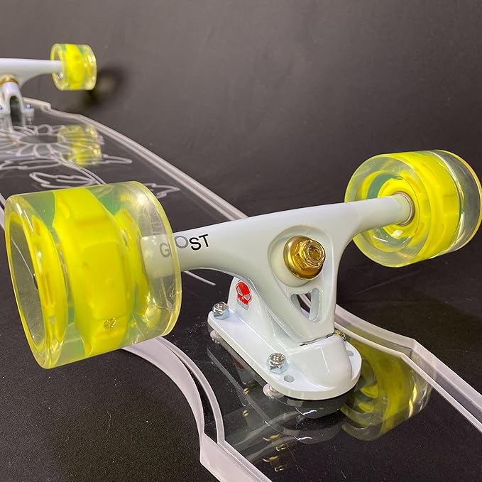 Clear Longboard Skateboard - Transparent Acrylic Long Boards with Light-Up LED Wheels for Smooth Rides - Ride The Streets in Style with Longboard Built for Beginners & Pros Alike