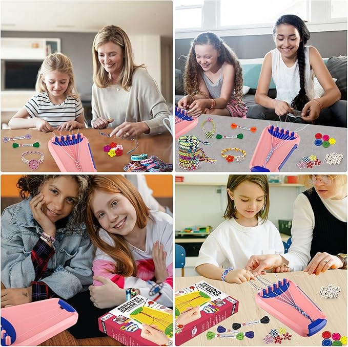 Arts and Crafts for Kids Ages 8-12,Friendship Bracelet Making Kit for Girl,Kids Jewelry Making Kit with 28 Pre-Cut Threads,Christmas Birthday Gifts for Ages 6 7 8 9 10 11 12 Year Old Dark Blue