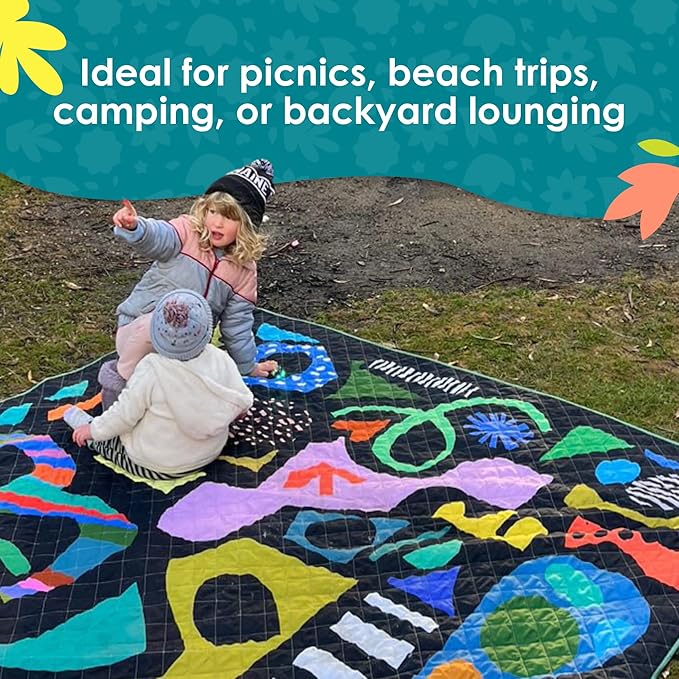 Jumbo Picnic Rug, Large Picnic Mat, 6'7" x 6'7", Outdoor Waterproof Picnic Blanket Beach Mat, Foldable & Waterproof, Picnic Blankets Ideal for Beach & Park, Outdoor Blanket, Rock Candy