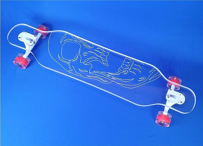 Clear Longboard Skateboard - Transparent Acrylic Long Boards with Light-Up LED Wheels for Smooth Rides - Ride The Streets in Style with Longboard Built for Beginners & Pros Alike