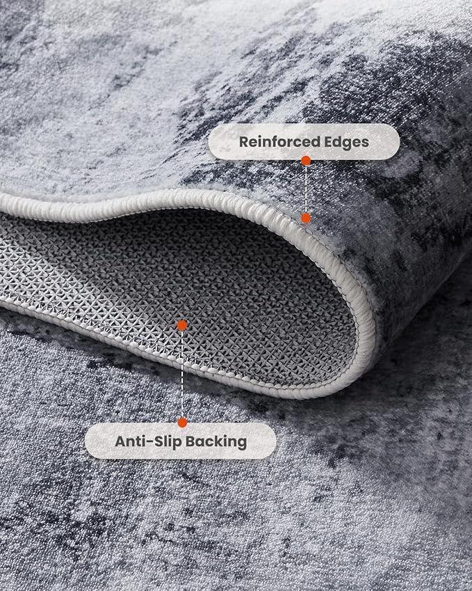 AMADA HOMEFURNISHING Washable Entry Rug,2x3 Modern Abstract Rug with Short Pile and Non-Slip Backing, Small Rug with Abstract Pattern for Entryway, Kitchen and Living Room, Grey