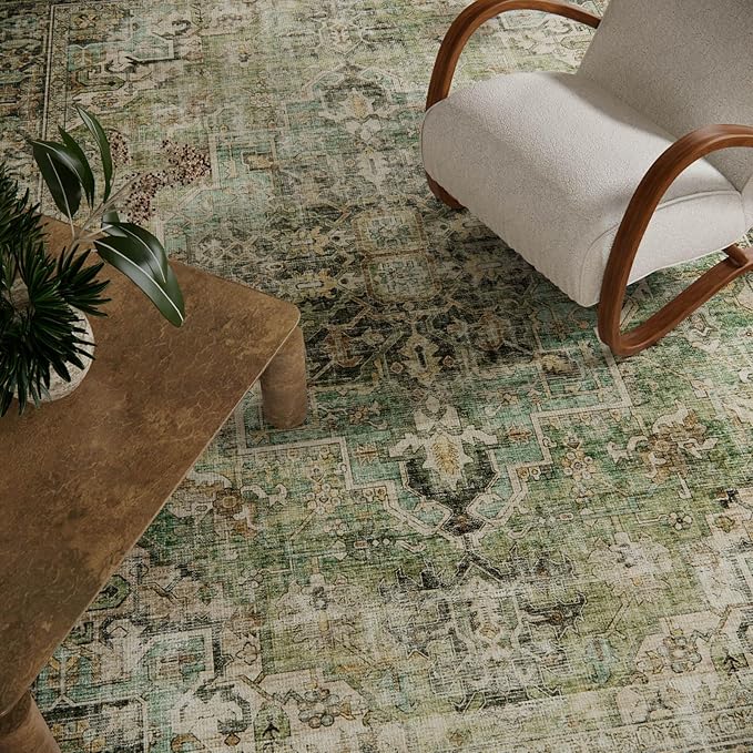 5x7 Area Rugs for Living Room: Washable Bedroom Rug Boho Vintage Rugs Stain Resistant Non Slip Low Pile Soft Lightweight Carpet for Kitchen Dining Room Farmhouse Nursery Kids Room