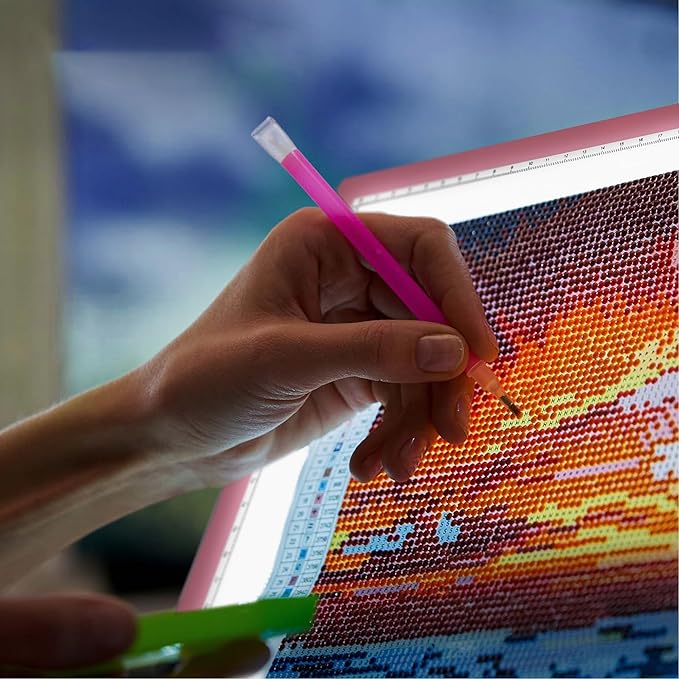 iVyne Rechargeable A4 Light Pad for Diamond Painting & Art Projects – LED Light Board with Diamond Art Accessories – Ultra-Thin & Portable Diamond Dot Light Board, Perfect for Artists - Pink