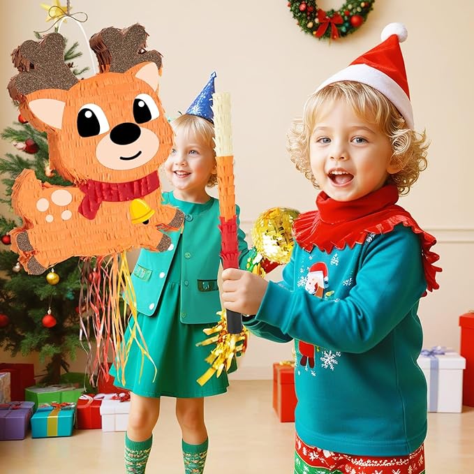 Wernnsai Reindeer Piata for Christmas - Large & Cute 16.5'' Brown Decorative Piata