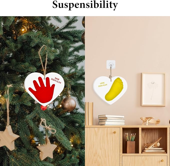 Baby Hand & Footprint Keepsake Kit - Personalized Handprint Footprint Ornament for Newborn Babies, New Mom Gifts, Baby Shower & Registry, Nursery Picture Frame, Pet Paw Print Ornament