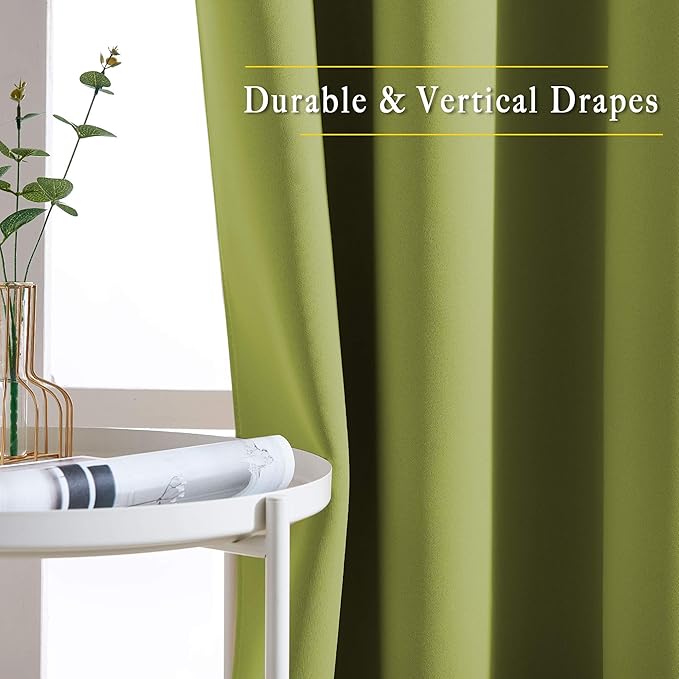 NICETOWN Room Darkening Draperies Curtains Panels - Window Treatment Thermal Insulated Solid Grommet Room Darkening Curtains/Panels/Drapes for Bedroom (Fresh Green, Set of 2, 66 by 84 Inch)