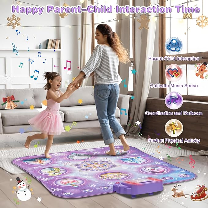 Dance Mat for 3-12 Year Old Girls, Frozen Dance Pad with Wireless Bluetooth, Purple Electronic Music Princess Toys Birthday for Kids and Toddlers Ages 3 4 5 6 7 8 9 10 +