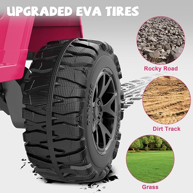 ANPABO 24V 2 Seater Ride On Car for Kids w/EVA Tires, 4X200W Motors, 4 Shock Absorbers, 2.4G Remote Control, Bluetooth Radio, LED Headlights & Searchlights, Electric Car for Kids Ages 3-8, Pink