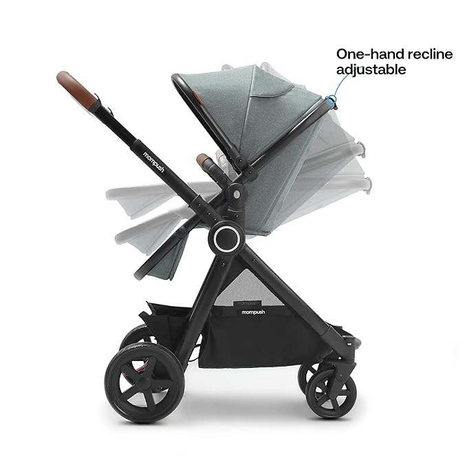 Mompush Ultimate2 Baby Stroller, Premium Convertible Full-Size Stroller for Toddler, Reversible Seat with One Hand Recline Adjustment, Car Seat Adapter Included