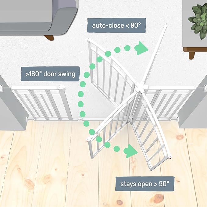 Ingenuity Decorative Extra Tall Baby Gate & Dog Gate, 28.5"-48" Wide, 36" Tall, Hardware or Pressure Mounted, Install on Top or Bottom of Stairs, Banister, or Doorway - White