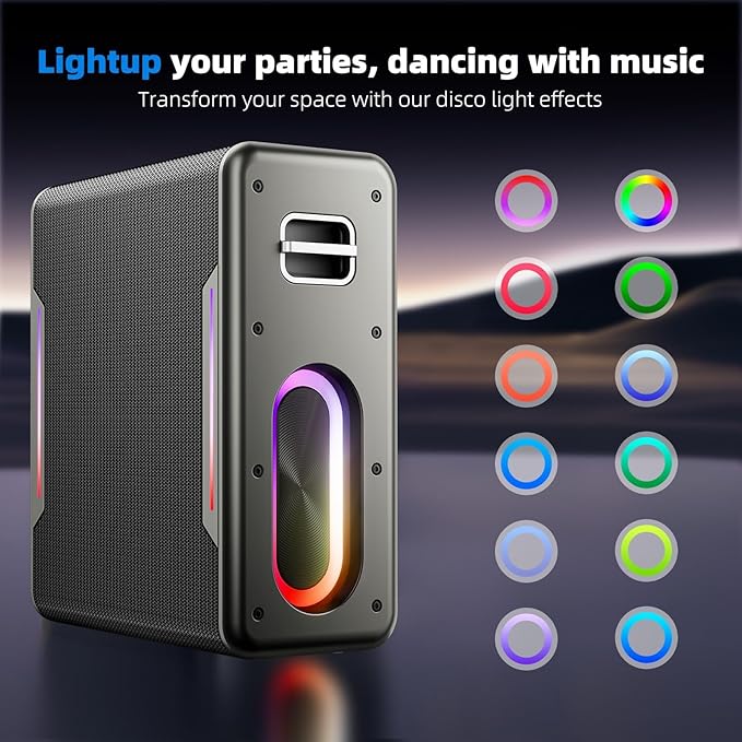 Karaoke Machine with 2 Wireless Microphones Portable Bluetooth Karaoke Machine for Adults Kids DSP Chip Karaoke Speaker with LED Lights Supports TWS TF Card USB AUX in