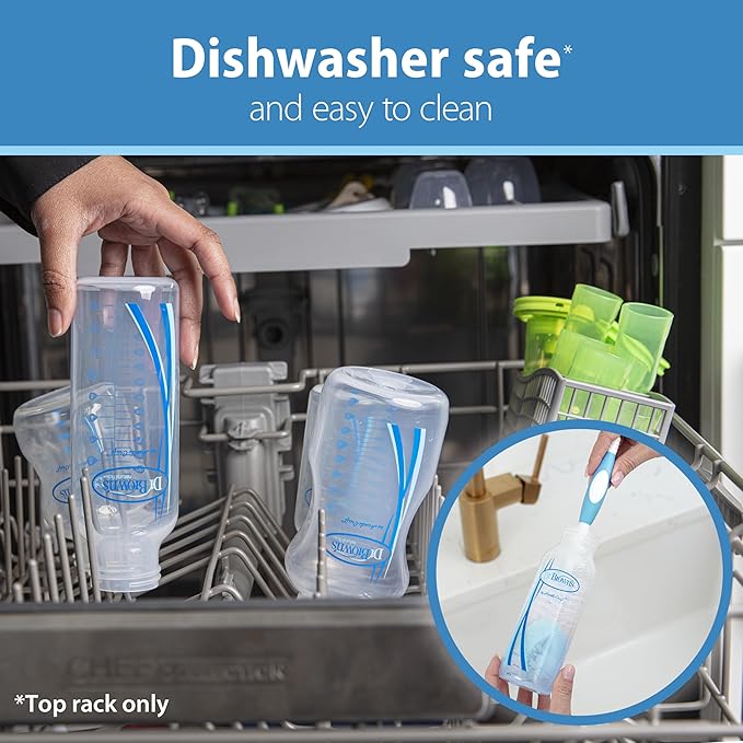 Dr. Brown's Natural Flow Anti-Colic Options+ Narrow Breast to Bottle Pump & Store Feeding Set with Slow Flow Nipples, Baby Travel Caps and 100% Silicone HappyPaci One-Piece Pacifier, Blue