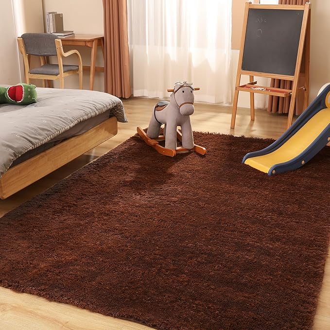 Luxury 3x5 Area Rug, Ultra Soft Rugs for Living Room, Plush Carpet Rugs for Bedroom, Non-Slip Indoor Rug for Nursery, Study Room, Playroom, Home Decor, Brown