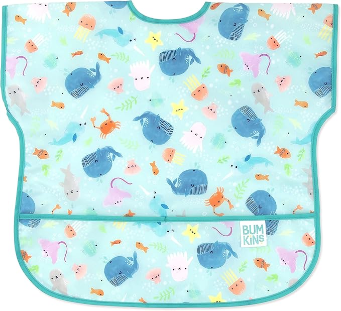 Bumkins Bibs - Toddler Bibs, Waterproof, Large for 1-3 Years, Short Sleeve