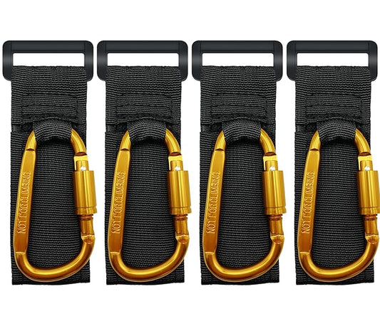 4 Pcs Baby Stroller Hook, Carry 30 lbs per Stroller Carabiner Clip, Adjustable Baby Stroller & Car Seat Hook for Hanging Diaper Bag, Wheelchair,Golf cart, Shopping and Pet Cart