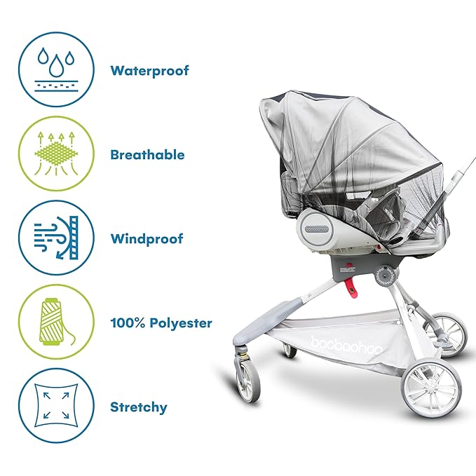 Enovoe Mosquito Net for Stroller - Bug Net for Stroller - Black Breathable Durable Polyester Mesh - Fits Strollers, Bassinets, Cradles, Playards - Pack N Plays Mini Cribs - Machine Washable