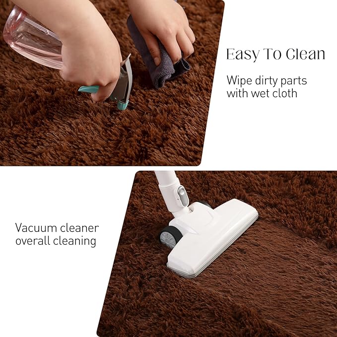 Luxury 3x5 Area Rug, Ultra Soft Rugs for Living Room, Plush Carpet Rugs for Bedroom, Non-Slip Indoor Rug for Nursery, Study Room, Playroom, Home Decor, Brown