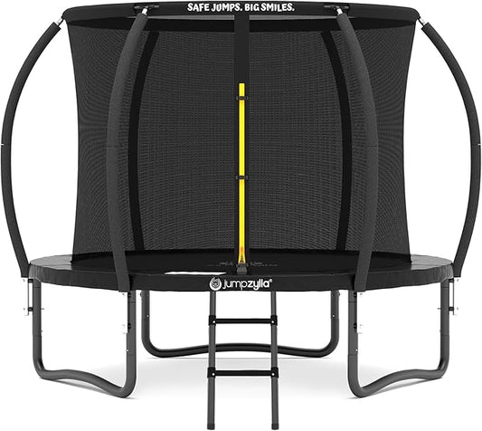 JUMPZYLLA Trampoline Outdoor 8FT 10FT 12FT 14FT 15FT 16FT with Enclosure and Ladder, ASTM Approved Recreational Trampoline for Kids and Adults, Anti-Rust Coated Frame