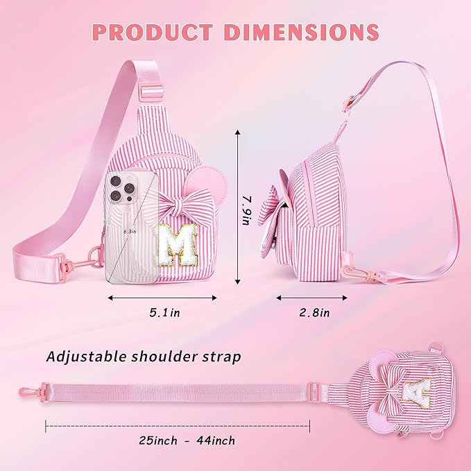 Sling Bag for Kids, Birthday Gifts for Little Girl, Small Cute Bag for Little Girls Kids, Initial Small Sling Bags for Girl Kid Daughter (Pink I)