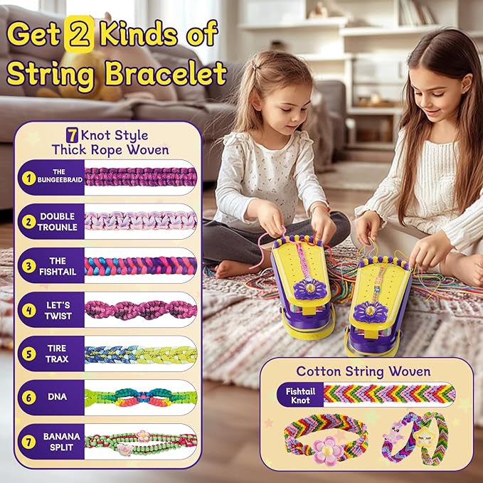 Friendship Bracelet Making Kit for Girls - DIY Bracelets Maker Art and Craft Kits for Kids - Jewelry String braiding Set Toys for Age 6 7 8 9 10 11 12 Year Old Girl Christmas Birthday Gifts - Yellow