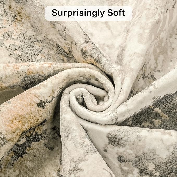 Kelarea 4x6 Rug for Living Room, Beige Washable Non-Slip Rugs, Low Pile Soft Modern Abstract Carpet for Bedroom, Kitchen, Dining Room, Classroom, Dorm, Nursery, Home Office